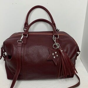 M London Convertible Deep Red Leather Satchel